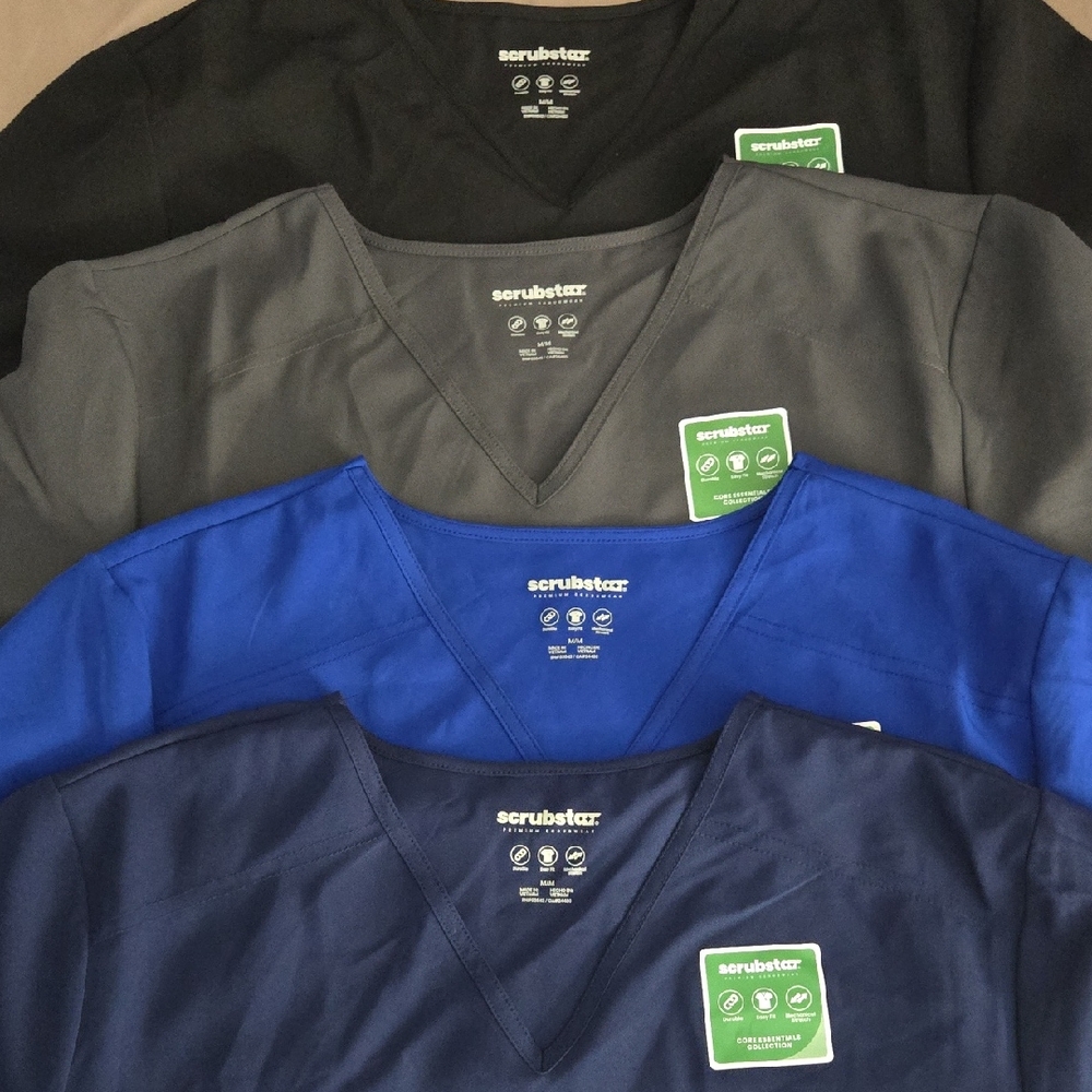 Scrubstar V-Neck Unisex Scrub Tops in Black, Gray, Royal Blue, Navy